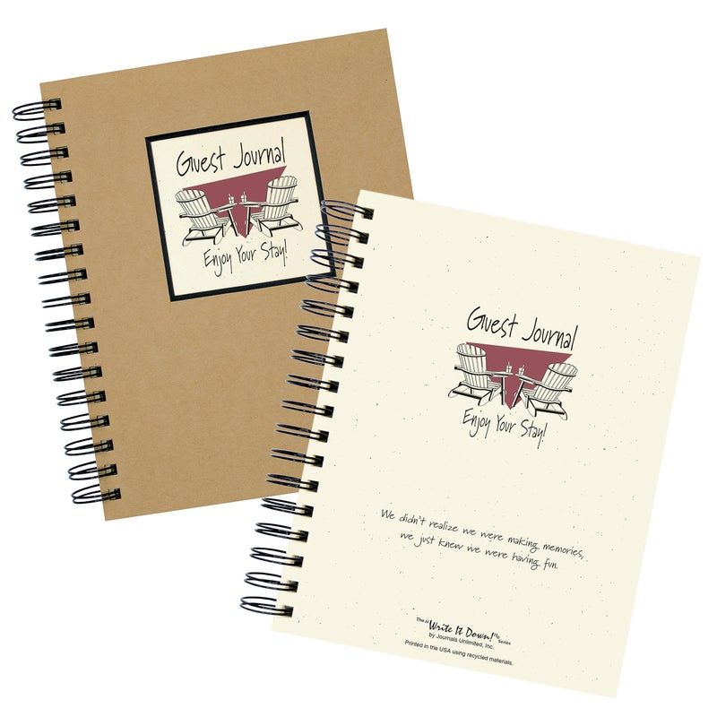 Write it Down series by Journals Unlimited, Guided Journal, Guest Journal, Enjoy Your Stay!, Full-size 7.5"x 9", Kraft Hard Cover, Made in USA - Image 3